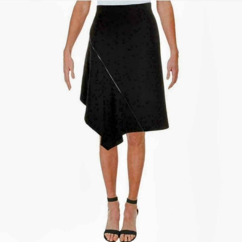 DKNY Assymetrical Skirt With Diagonal Zipper Accent - Picture 2 of 4